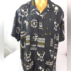 Duvin Chips N Dip Guac Button Up Shirt - Black With Funky Graphics XL